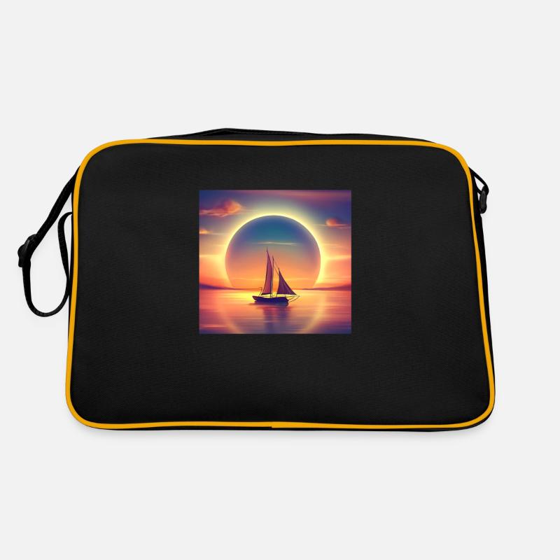Voilier navigue dans le coucher du soleil Angular Sac Retro