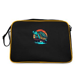 Turtle on Skateboard Sunset Design - Retro Bag - black/gold - Back