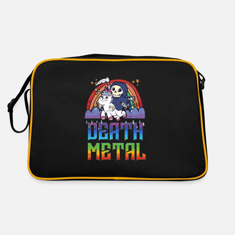 Death Metal & Einhorn Regenbogen Retro Tasche
