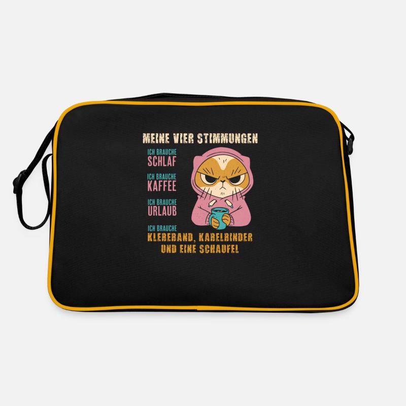 Meine 4 Stimmungen - grumpy - Retro Tasche - Schwarz/Gold