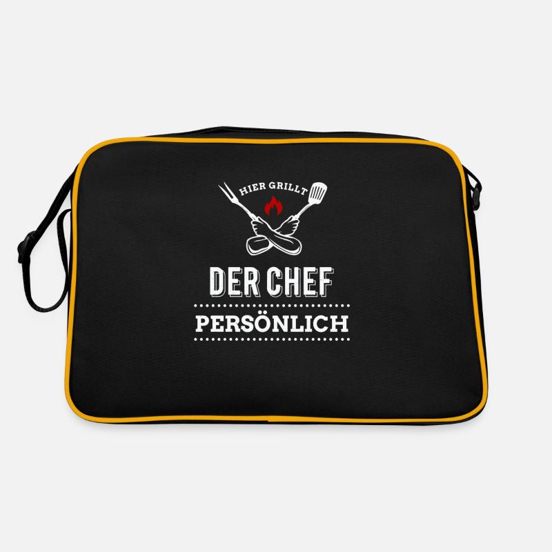Hier grillt der Chef noch persönlich - Grillen Retro Tasche