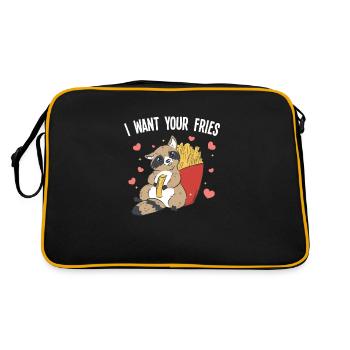 Ich will deine Fritten - Pommes - Retro Tasche - Schwarz/Gold - Hinten