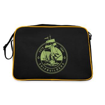 Grafisches maritimes T-Shirt - Retro Tasche - Schwarz/Gold - Hinten