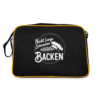 Nicht lange schnacken einfach backen - Retro Tasche - Schwarz/Gold - Hinten