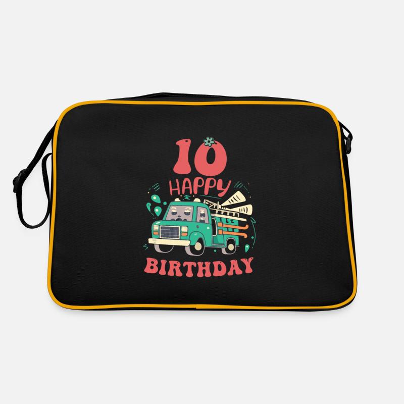 10e anniversaire Garçons - Sac Retro - noir/or
