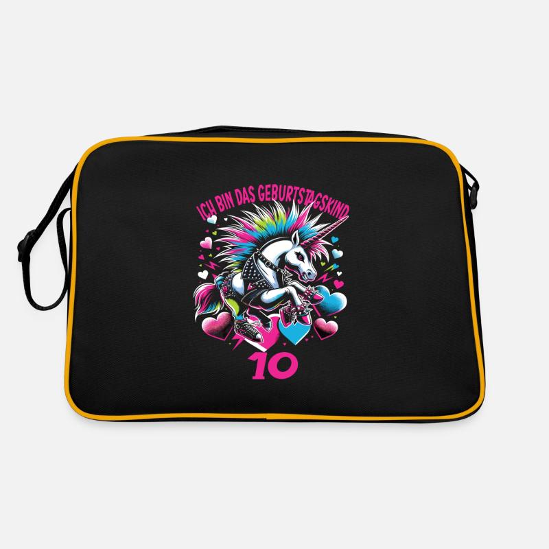 Kindergeburtstag - Retro Tasche - Schwarz/Gold