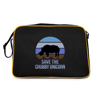 Sauvez la licorne potelé drôle rhinocéros Chibby Licorne - Sac Retro - noir/or - Dos
