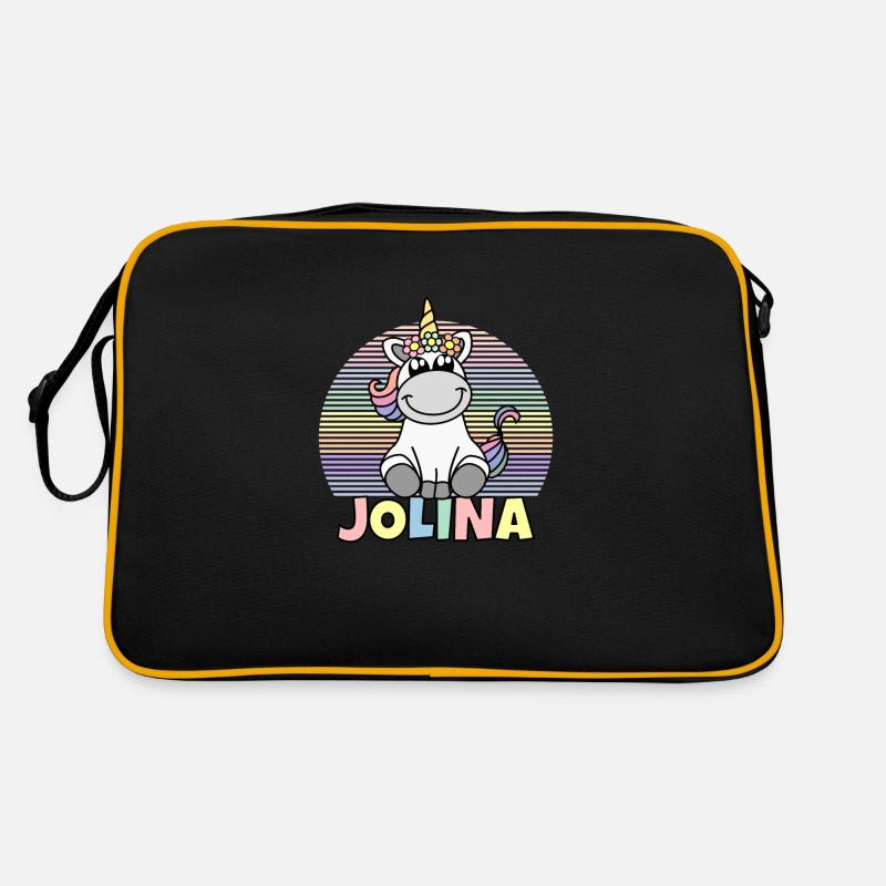 Jolina Einhorn Name - Retro Tasche - Schwarz/Gold