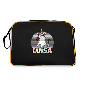 Luisa Einhorn Name - Retro Tasche - Schwarz/Gold - Hinten