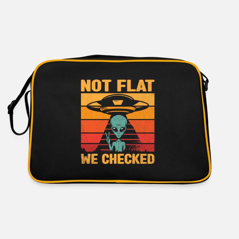 Not Flat We Checked Funny Anti Flat Earth - Retro Bag - black/gold