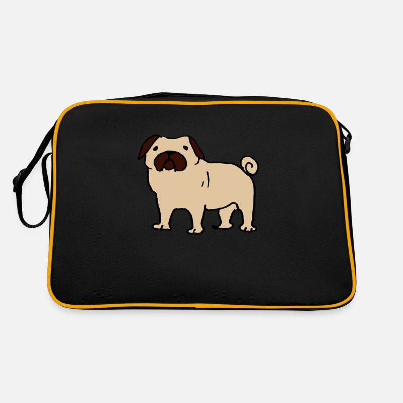 Mops - Retro Tasche - Schwarz/Gold