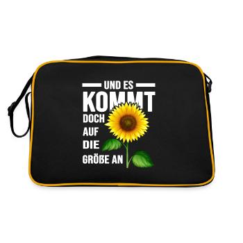 größte sonnenblume im garten gartenglück schreber - Retro Tasche - Schwarz/Gold - Hinten