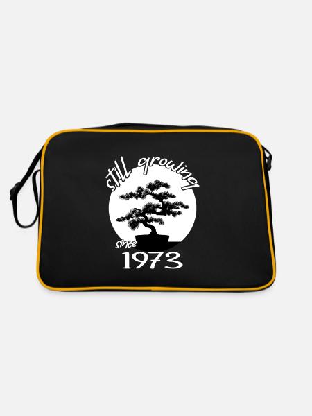 1973 Anniversaire Bonsaï arbre « Encore en croissance » Nebari - Sac Retro - noir/or - Dos