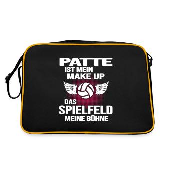 Handball Handballgirl Patte Handballspielerin - Retro Tasche - Schwarz/Gold - Hinten