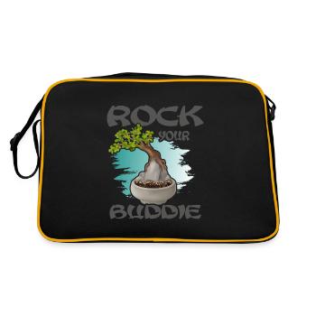 BONSAI tree on the stone Yamadori bonsai master - Retro Bag - black/gold - Back
