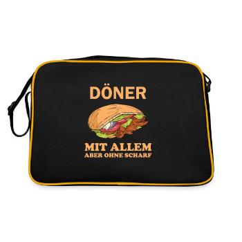 Bitte ein Döner mit Allem lustige Döner Sprüche - Retro Tasche - Schwarz/Gold - Hinten
