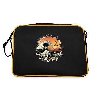 Japanese Wave the Great Wave of Kanagawa - Retro Bag - black/gold - Back