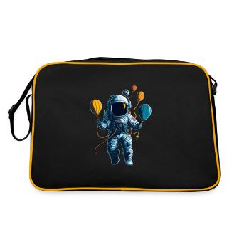 Astronaut with Air Balloons in Space - Retro Tasche - Schwarz/Gold - Hinten