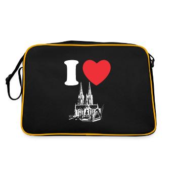 I love Köln Ich liebe Köln Cologne Germany kölner - Retro Tasche - Schwarz/Gold - Hinten