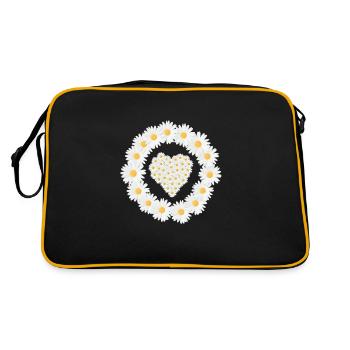 Gänseblümchen Blume Daisy Flower Love Heart - Retro Tasche - Schwarz/Gold - Hinten