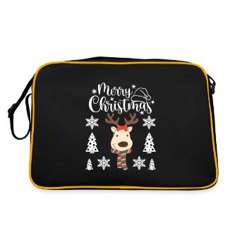 Un drôle de cerf avec une écharpe Joyeux Noël - Sac Retro - noir/or - Dos