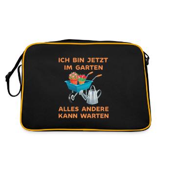 Ich bin jetzt in Garten alles andrere kann Warten - Retro Tasche - Schwarz/Gold - Hinten