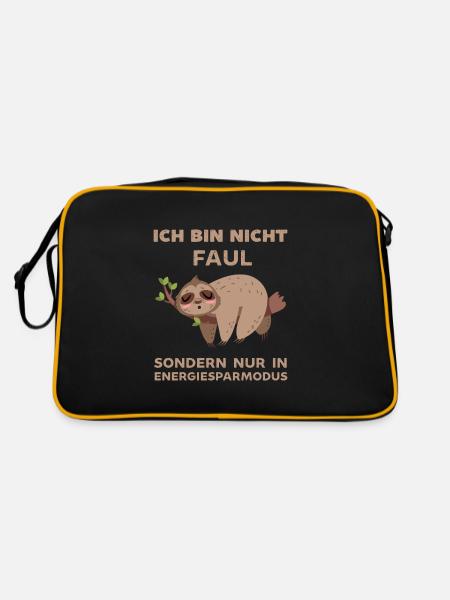 Ich bin nicht Faul ich bin nur im Energiesparmodus - Retro Tasche - Schwarz/Gold - Hinten