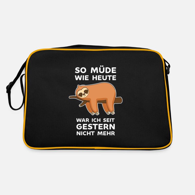 Ich bin so Müde wie seit gestern nicht Faultier - Retro Tasche - Schwarz/Gold