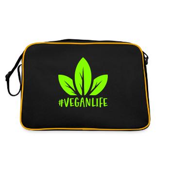 Hashtag Veganlife avec une feuille de vie végétalienne - Sac Retro - noir/or - Dos