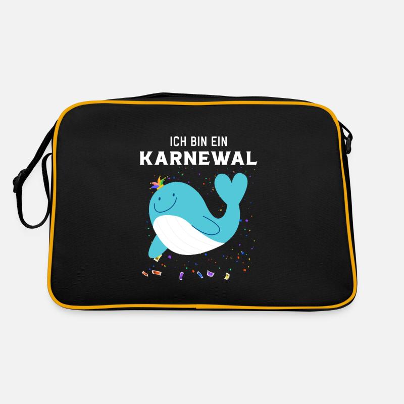 Ich bin ein Karnewal ein lustiger Karneval Wal - Retro Tasche - Schwarz/Gold