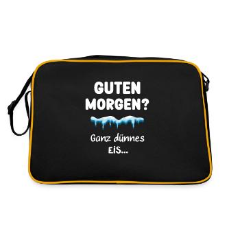 Guten Morgen ein ganz dünnes Eis - Retro Tasche - Schwarz/Gold - Hinten