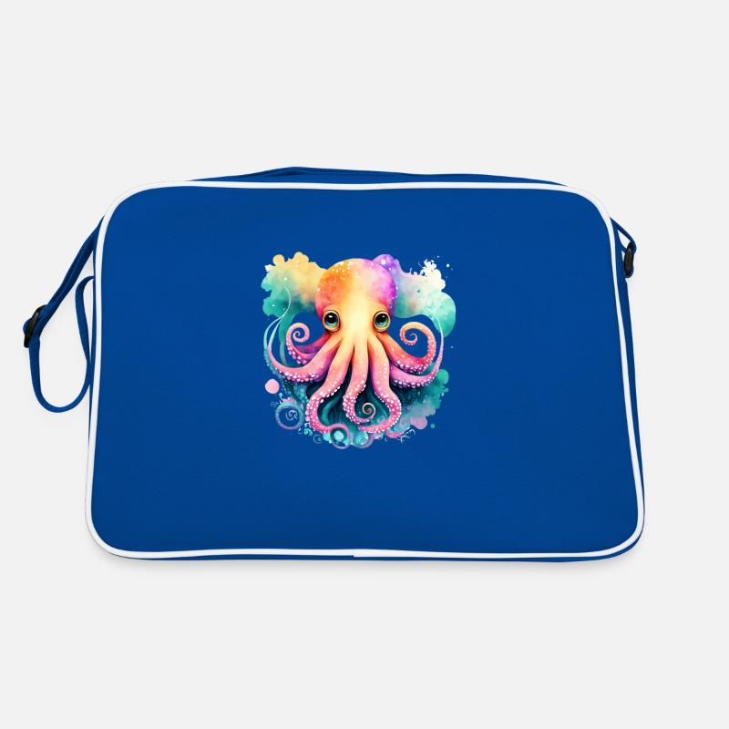 Monde sous-marin bébé poisson pieuvre à l’aquarelle Sac Retro