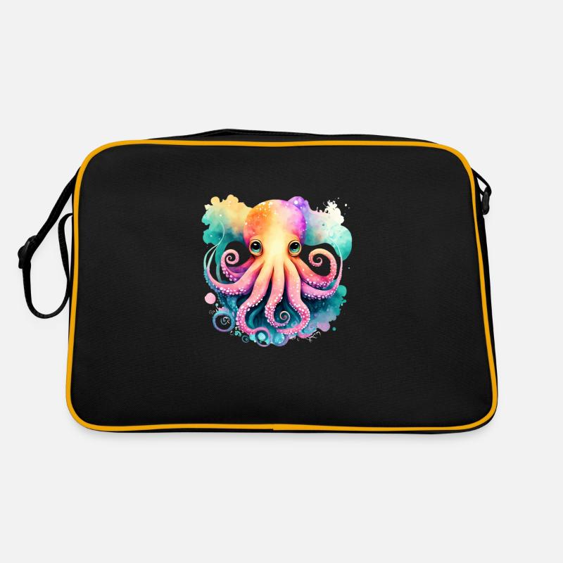 Monde sous-marin bébé poisson pieuvre à l’aquarelle Sac Retro