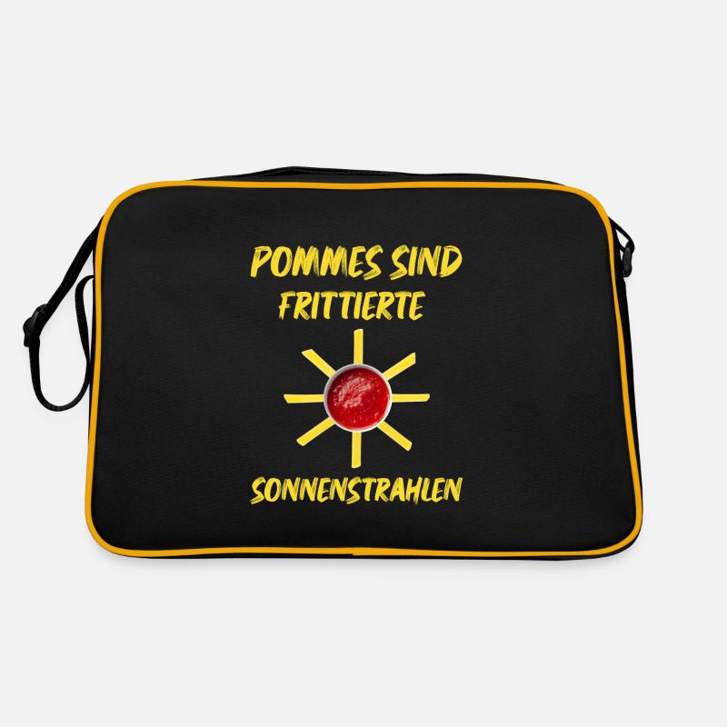 Pommes sind frittierte Sonnenstrahlen die Sonne - Retro Tasche - Schwarz/Gold