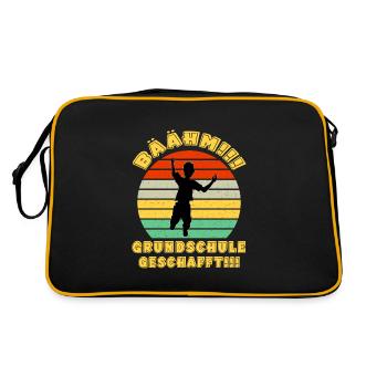 Bäähm Grundschule ist Geschafft Schulkinder Schule - Retro Tasche - Schwarz/Gold - Hinten
