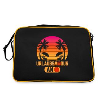 Urlaubsmodus an lustige Urlaub Sprüche - Retro Tasche - Schwarz/Gold - Hinten