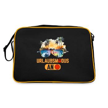 Urlaubsmodus an lustige Urlaub Sprüche - Retro Tasche - Schwarz/Gold - Hinten