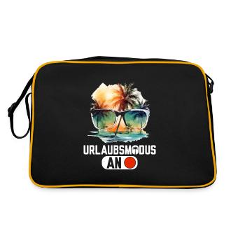 Urlaubsmodus an lustige Urlaub Sprüche - Retro Tasche - Schwarz/Gold - Hinten