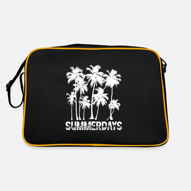 Summerdays with Palm Trees Summertime Sea Beach - Retro Tasche - Schwarz/Gold