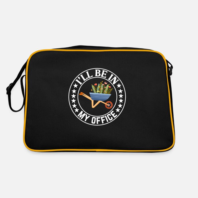 I'll be in my office the Garden Work with Flowers Retro Tasche