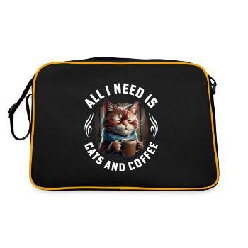 Tout ce dont j’ai besoin, ce sont des chats et du café drôles de citations de chat - Sac Retro - noir/or - Dos