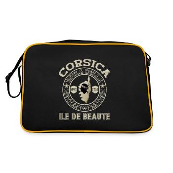 Corsica Ile de Beaute Isula Bella Insel Korsika - Retro Tasche - Schwarz/Gold - Hinten