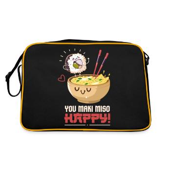 Sushi I You Maki Miso Happy I Japanese Food I Kawa - Retro Bag - black/gold - Back