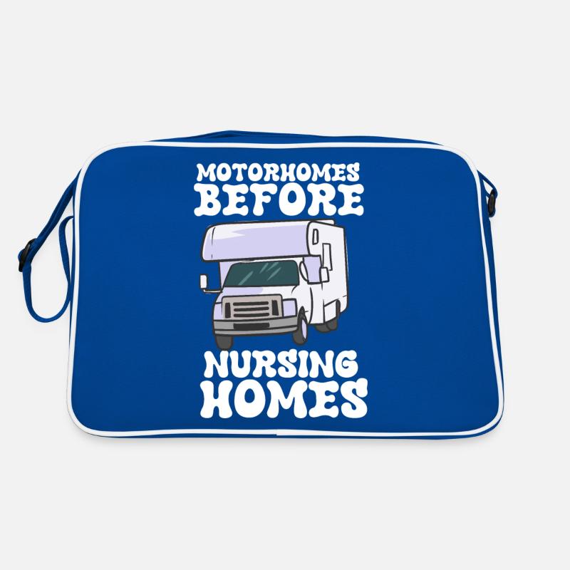 Wohnmobile vor Pflegeheimen Retro Tasche