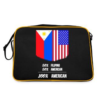 Fil-Am Design für stolze Pinoys - Retro Tasche - Schwarz/Gold - Hinten