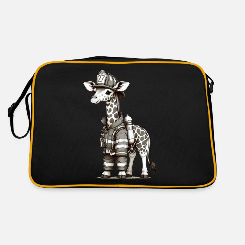 Cute Giraffe Firefighter Retro Tasche