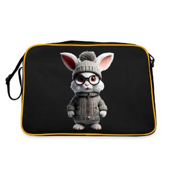 A cute little rabbit with a knitted vest - Retro Bag - black/gold - Back