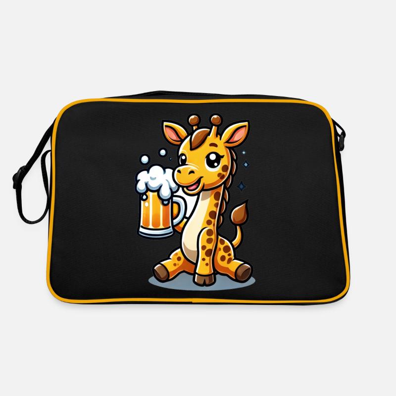 Cute Giraffe Drinking Beer 3 Retro Tasche