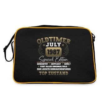 Oldtimer Juli 1987 35. Geburtstag Geschenk Herren - Retro Tasche - Schwarz/Gold - Hinten