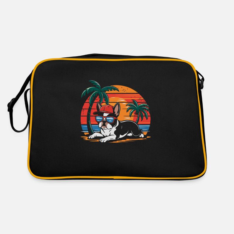 Cool Bostie Boston Terrier sous les palmiers Sac Retro